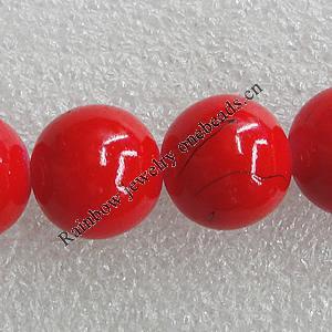 Imitate Gemstone Glass Beads Jade Dyed Beads, Round 14mm Hole:1.5mm, Sold Per 32-Inch Strand
