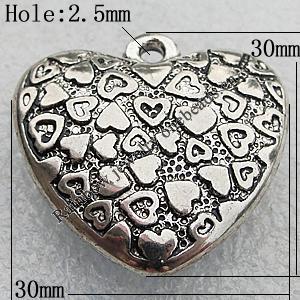Jewelry findings, CCB Plastic Pendant Antique Silver, 30x30mm 25x24mm Hole:2.5mm, Sold by Bag
