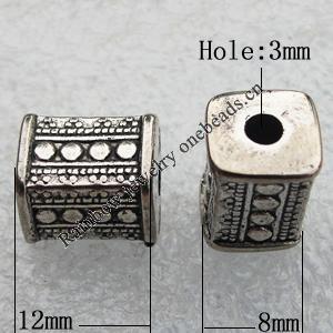 Jewelry findings, CCB Plastic Beads Antique Silver, Tube 12x8mm Hole:3mm, Sold by Bag