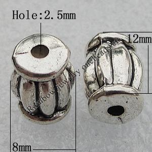Jewelry findings, CCB Plastic Beads Antique Silver, Lantern 12x8mm Hole:2.5mm, Sold by Bag