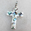 Abalone Shell Pendant，Cross, 31x44mm, Hole:Approx 2mm, Sold by PC 