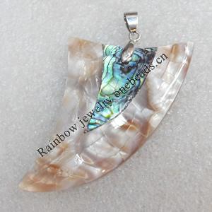 Abalone Shell Pendant，35x60mm, Hole:Approx 2mm, Sold by PC 