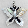 Abalone Shell Pendant，Butterfly, 57x47mm, Hole:Approx 2mm, Sold by PC 