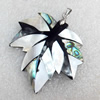 Abalone Shell Pendant，Leaf, 47mm, Hole:Approx 2mm, Sold by PC 