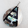 Abalone Shell Pendant，Teardrop, 47x53mm, Hole:Approx 2mm, Sold by PC 