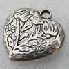 Jewelry findings, CCB Plastic Pendant Antique Silver, Heart 30x30mm Hole:3mm, Sold by Bag