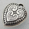 Jewelry findings, CCB Plastic Pendant Antique Silver, Heart 25x20mm Hole:25mm, Sold by Bag