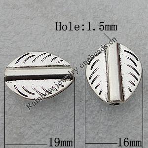 Jewelry findings, CCB Plastic Beads Antique Silver, Leaf 19x16mm Hole:1.5mm, Sold by Bag