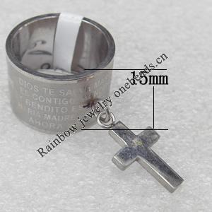 Stainless Steel Rings, wideth :15mm, Cross 11x21mm, Sold by PC