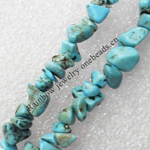 Turquoise Beads，Chip, 5x10-10x5mm, Hole:Approx 1mm, Sold per 15.7-inch Strand