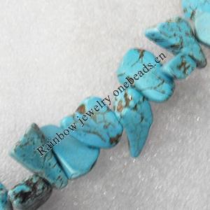 Turquoise Beads，Chip, 8x16-24x17mm, Hole:Approx 1mm, Sold per 15.7-inch Strand