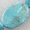 Turquoise Beads，Buckle Flat Oval, 19x28mm, Hole:Approx 1mm, Sold per 15.7-inch Strand