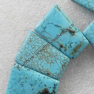 Turquoise Beads，Trapezium, 19x28mm, Hole:Approx 1mm, Sold by PC
