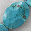Turquoise Beads，Buckle Flat Oval, 30x40mm, Hole:Approx 1mm, Sold by PC