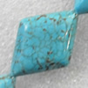 Turquoise Beads，Diamond, 20x28mm, Hole:Approx 1mm, Sold by PC