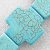 Turquoise Beads，Cross, 26mm, Hole:Approx 1mm, Sold by PC