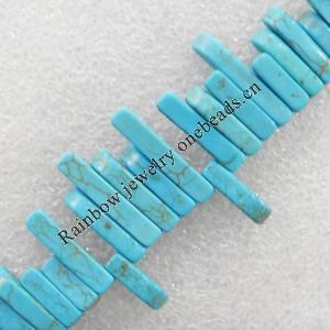 Turquoise Beads，Nugget, 4x13-30x4mm, Hole:Approx 1mm, Sold per 15.7-inch Strand