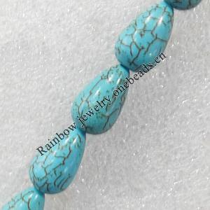 Turquoise Beads，Teardrop, 10x17mm, Hole:Approx 1mm, Sold per 15.7-inch Strand