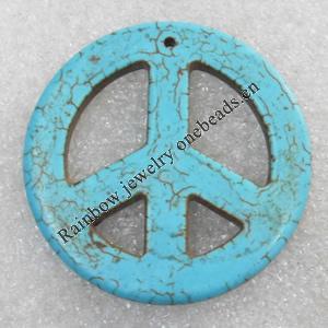 Turquoise Pendant，45mm, Hole:Approx 2mm, Sold by PC