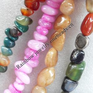 Agate Beads, Mix colour, Chip, 8x4-20x15mm, Hole:Approx 1mm, Length:15.7-inch, Sold by Group