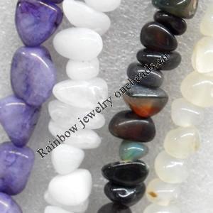 Agate Beads, Mix colour, Chip, 8x4-20x15mm, Hole:Approx 1mm, Length:15.7-inch, Sold by Group