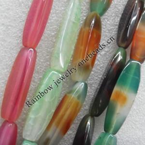 Agate Beads, Mix colour, 40x12mm, Hole:Approx 1mm, Length:15.7-inch, Sold by Group