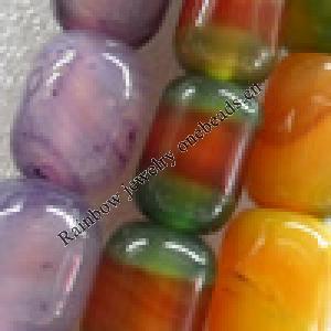 Agate Beads, Mix colour, Drum, 12x14-14x18mm, Hole:Approx 1mm, Length:15.7-inch, Sold by Group