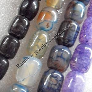 Agate Beads, Mix colour, Drum, 12x14-14x18mm, Hole:Approx 1mm, Length:15.7-inch, Sold by Group