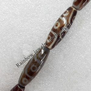 Tibetan Agate Dzi Beads, Oval, 13x40mm, Hole:Approx 1mm, Sold per 15.7-inch Strand