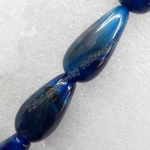 Blue Agate Beads, Teardrop, 20x42mm, Hole:Approx 1mm, Sold per 15.7-inch Strand 