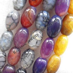 Agate Beads, Mix Colour, Oval, 18x28mm, Hole:Approx 1mm, Length:15.7-inch, Sold by Group