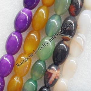 Agate Beads, Mix Colour, Oval, 18x28mm, Hole:Approx 1mm, Length:15.7-inch, Sold by Group