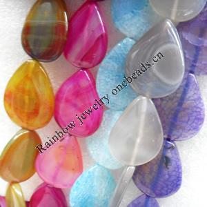 Agate Beads, Mix Colour, Teardrop, 30x40mm, Hole:Approx 1mm, Length:15.7-inch, Sold by Group