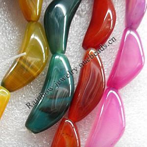 Agate Beads, Mix Colour, 17x40mm, Hole:Approx 1mm, Length:15.7-inch, Sold by Group