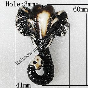 Tibetan Yak Bone Pendant, Animal 60x41mm Hole:3mm，Sold by Bag