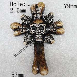Tibetan Yak Bone Pendant, 79x57mm Hole:2.5mm，Sold by Bag