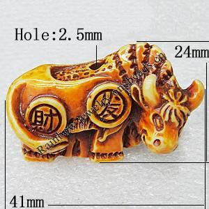 Tibetan Yak Bone Beads, Animal 41x24mm Hole:2.5mm，Sold by Bag