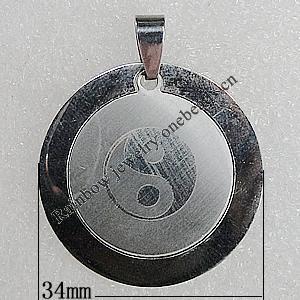 Stainless Steel Pendant, 34mm Hole:2mm, Sold by Bag