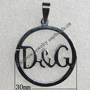 Stainless Steel Pendant, 30mm Hole:2mm, Sold by Bag