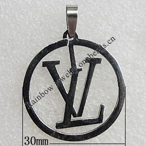 Stainless Steel Pendant, 30mm Hole:2mm, Sold by Bag