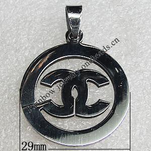 Stainless Steel Pendant, 29mm Hole:2mm, Sold by Bag