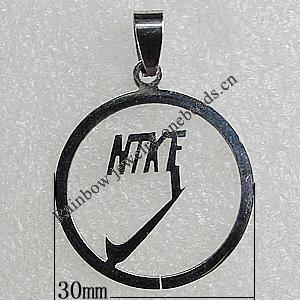 Stainless Steel Pendant, 30mm Hole:2mm, Sold by Bag