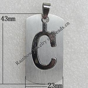 Stainless Steel Pendant, Rectangle 43x23mm Hole:2mm, Sold by Bag