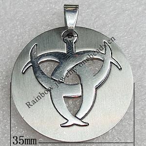 Stainless Steel Pendant, 35mm Hole:2mm, Sold by Bag