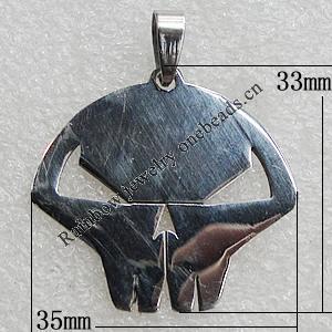 Stainless Steel Pendant, 35x33mm Hole:2mm, Sold by Bag