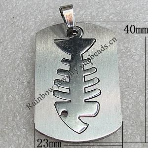 Stainless Steel Pendant, Rectangle 40x23mm Hole:2mm, Sold by Bag