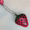 Cotton Cord Mobile Chain with Cowhide Pendants, Strawberry Size:52x39mm, 7.1-Inch, Sold by Strand