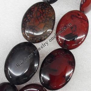 Agate Beads, Flat Oval, 29x39mm, Hole:Approx 1mm, Sold per 15.7-inch Strand 