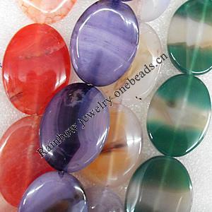 Agate Beads, Flat Oval, Mix Colour, 30x38mm, Hole:Approx 1mm, Length:15.7-inch, Sold by Group