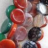 Agate Beads, Flat Round, Mix Colour, 25mm, Hole:Approx 1mm, Length:15.7-inch, Sold by Group